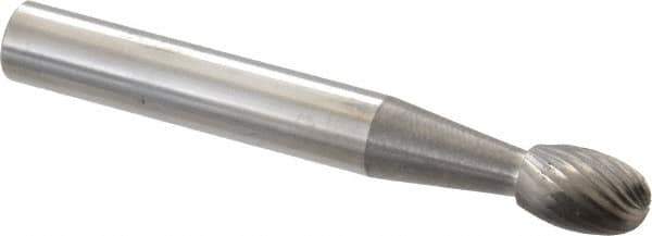 SGS Pro - 1/4" Cut Diam, 1/4" Shank Diam, Oval Head Single Cut Burr - Carbide, Radius End, 3/8" LOC - Eagle Tool & Supply