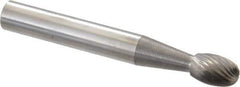 SGS Pro - 1/4" Cut Diam, 1/4" Shank Diam, Oval Head Single Cut Burr - Carbide, Radius End, 3/8" LOC - Eagle Tool & Supply