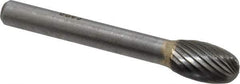 SGS Pro - 3/8" Cut Diam, 1/4" Shank Diam, Oval Head Single Cut Burr - Carbide, Radius End, 5/8" LOC - Eagle Tool & Supply