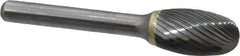 SGS Pro - 1/2" Cut Diam, 1/4" Shank Diam, Oval Head Single Cut Burr - Carbide, Radius End, 7/8" LOC - Eagle Tool & Supply