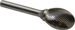 SGS Pro - 3/4" Cut Diam, 1/4" Shank Diam, Oval Head Single Cut Burr - Carbide, Radius End, 1" LOC - Eagle Tool & Supply