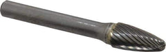 SGS Pro - 3/8" Cut Diam, 1/4" Shank Diam, Tree Head Single Cut Burr - Carbide, Radius End, 3/4" LOC - Eagle Tool & Supply