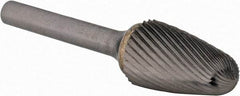SGS Pro - 5/8" Cut Diam, 1/4" Shank Diam, Tree Head Single Cut Burr - Carbide, Radius End, 1" LOC - Eagle Tool & Supply