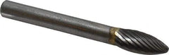 SGS Pro - 5/16" Cut Diam, 1/4" Shank Diam, Flame Head Single Cut Burr - Carbide, Radius End, 3/4" LOC, 1/4" OAL - Eagle Tool & Supply