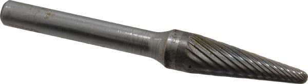 SGS Pro - 3/8" Cut Diam, 1/4" Shank Diam, Taper Head Single Cut Burr - Carbide, Radius End, 1-1/16" LOC - Eagle Tool & Supply