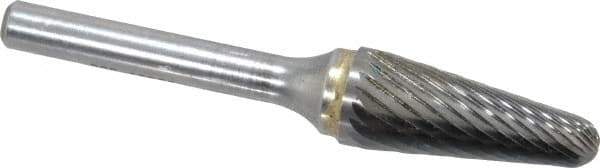 SGS Pro - 1/2" Cut Diam, 1/4" Shank Diam, Taper Head Single Cut Burr - Carbide, Radius End, 1-1/8" LOC - Eagle Tool & Supply