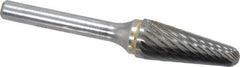 SGS Pro - 1/2" Cut Diam, 1/4" Shank Diam, Taper Head Single Cut Burr - Carbide, Radius End, 1-1/8" LOC - Eagle Tool & Supply