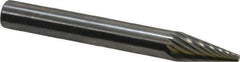 SGS Pro - 1/4" Cut Diam, 1/4" Shank Diam, Cone Head Single Cut Burr - Carbide, Point End, 1/2" LOC - Eagle Tool & Supply