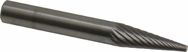 SGS Pro - 1/4" Cut Diam, 1/4" Shank Diam, Cone Head Single Cut Burr - Carbide, Point End, 3/4" LOC - Eagle Tool & Supply