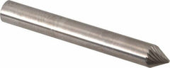 SGS Pro - 1/4" Cut Diam, 1/4" Shank Diam, Cone Head Single Cut Burr - Carbide, Point End, 3/16" LOC, 2" OAL - Eagle Tool & Supply