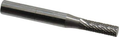 SGS Pro - 3/16" Cut Diam, 1/4" Shank Diam, Cylinder Head Double Cut Burr - Carbide, Flat End, 5/8" LOC, 2" OAL - Eagle Tool & Supply