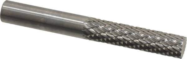 SGS Pro - 1/4" Cut Diam, 1/4" Shank Diam, Cylinder Head Double Cut Burr - Carbide, Flat End, 1" LOC, 2" OAL - Eagle Tool & Supply