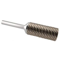 SGS Pro - 7/16" Cut Diam, 1/4" Shank Diam, Cylinder Head Double Cut Burr - Carbide, Flat End, 1" LOC, 2-3/4" OAL - Eagle Tool & Supply