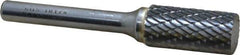 SGS Pro - 1/2" Cut Diam, 1/4" Shank Diam, Cylinder Head Double Cut Burr - Carbide, Flat End, 1" LOC, 2-3/4" OAL - Eagle Tool & Supply