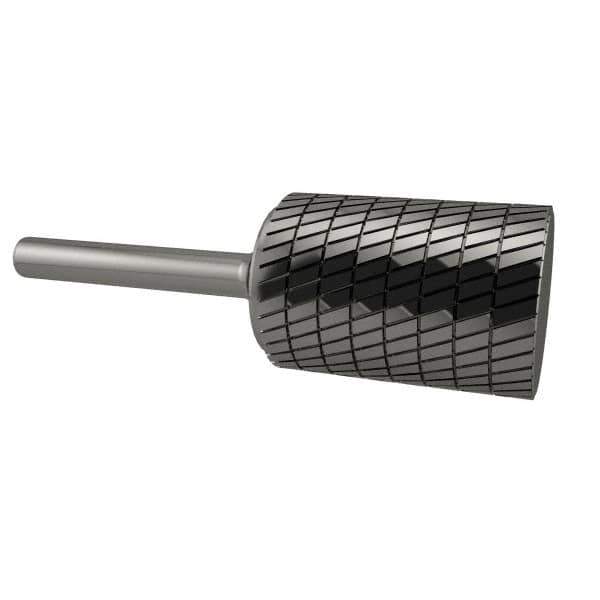 SGS Pro - 5/8" Cut Diam, 1/4" Shank Diam, Cylinder Head Double Cut Burr - Carbide, Flat End, 1" LOC, 2-3/4" OAL - Eagle Tool & Supply