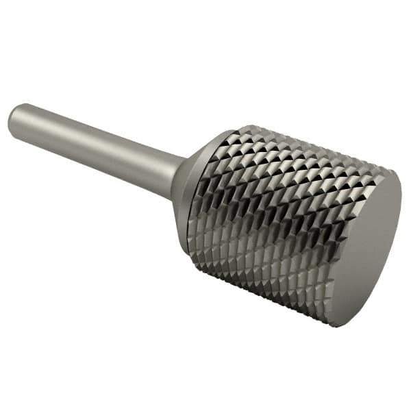 SGS Pro - 1" Cut Diam, 1/4" Shank Diam, Cylinder Head Double Cut Burr - Carbide, Flat End, 1" LOC, 2-3/4" OAL - Eagle Tool & Supply