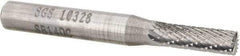 SGS Pro - 3/16" Cut Diam, 1/4" Shank Diam, Cylinder with End Cut Head Double Cut Burr - Carbide, End Cut End, 5/8" LOC, 2" OAL - Eagle Tool & Supply