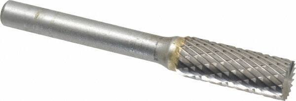 SGS Pro - 3/8" Cut Diam, 1/4" Shank Diam, Cylinder with End Cut Head Double Cut Burr - Carbide, End Cut End, 1" LOC - Eagle Tool & Supply