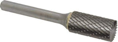 SGS Pro - 1/2" Cut Diam, 1/4" Shank Diam, Cylinder with End Cut Head Double Cut Burr - Carbide, End Cut End, 1" LOC, 2-3/4" OAL - Eagle Tool & Supply