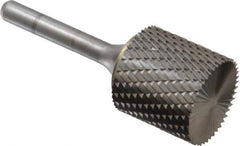 SGS Pro - 1" Cut Diam, 1/4" Shank Diam, Cylinder with End Cut Head Double Cut Burr - Carbide, End Cut End, 1" LOC, 2-3/4" OAL - Eagle Tool & Supply