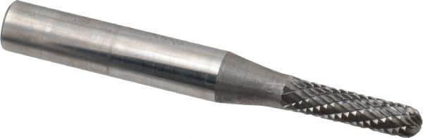 SGS Pro - 5/32" Cut Diam, 1/4" Shank Diam, Cylinder with Radius Head Double Cut Burr - Carbide, Radius End, 5/8" LOC - Eagle Tool & Supply