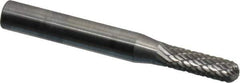 SGS Pro - 3/16" Cut Diam, 1/4" Shank Diam, Cylinder with Radius Head Double Cut Burr - Carbide, Radius End, 5/8" LOC - Eagle Tool & Supply