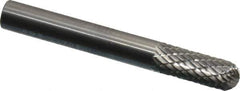 SGS Pro - 1/4" Cut Diam, 1/4" Shank Diam, Cylinder with Radius Head Double Cut Burr - Carbide, Radius End, 5/8" LOC, 2" OAL - Eagle Tool & Supply