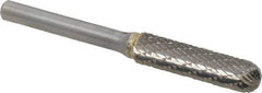 SGS Pro - 3/8" Cut Diam, 1/4" Shank Diam, Cylinder with Radius Head Double Cut Burr - Carbide, Radius End, 1-1/2" LOC - Eagle Tool & Supply