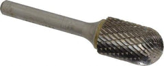 SGS Pro - 5/8" Cut Diam, 1/4" Shank Diam, Cylinder with Radius Head Double Cut Burr - Carbide, Radius End, 1" LOC, 2-3/4" OAL - Eagle Tool & Supply