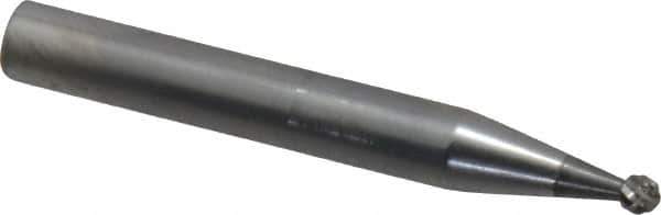 SGS Pro - 1/8" Cut Diam, 1/4" Shank Diam, Ball Head Double Cut Burr - Carbide, Radius End, 3/32" LOC - Eagle Tool & Supply