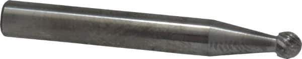 SGS Pro - 3/16" Cut Diam, 1/4" Shank Diam, Ball Head Double Cut Burr - Carbide, Radius End, 1/8" LOC - Eagle Tool & Supply