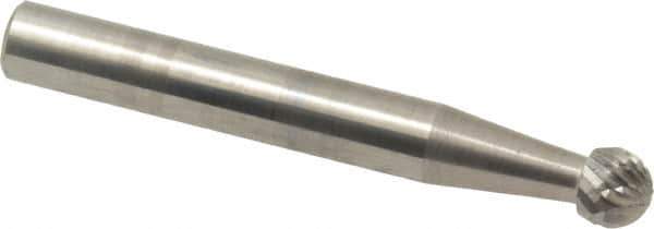 SGS Pro - 1/4" Cut Diam, 1/4" Shank Diam, Ball Head Double Cut Burr - Carbide, Radius End, 7/32" LOC - Eagle Tool & Supply