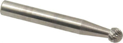 SGS Pro - 1/4" Cut Diam, 1/4" Shank Diam, Ball Head Double Cut Burr - Carbide, Radius End, 7/32" LOC - Eagle Tool & Supply