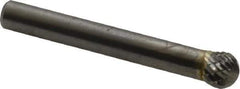 SGS Pro - 5/16" Cut Diam, 1/4" Shank Diam, Ball Head Double Cut Burr - Carbide, Radius End, 1/4" LOC - Eagle Tool & Supply