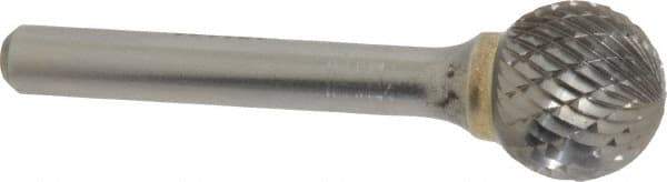 SGS Pro - 5/8" Cut Diam, 1/4" Shank Diam, Ball Head Double Cut Burr - Carbide, Radius End, 9/16" LOC - Eagle Tool & Supply