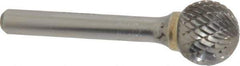 SGS Pro - 5/8" Cut Diam, 1/4" Shank Diam, Ball Head Double Cut Burr - Carbide, Radius End, 9/16" LOC - Eagle Tool & Supply