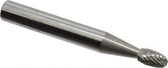 SGS Pro - 3/16" Cut Diam, 1/4" Shank Diam, Oval Head Double Cut Burr - Carbide, Radius End, 5/16" LOC - Eagle Tool & Supply