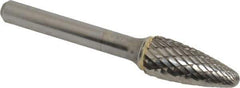 SGS Pro - 7/16" Cut Diam, 1/4" Shank Diam, Tree with Radius Head Double Cut Burr - Carbide, Radius End, 1" LOC - Eagle Tool & Supply