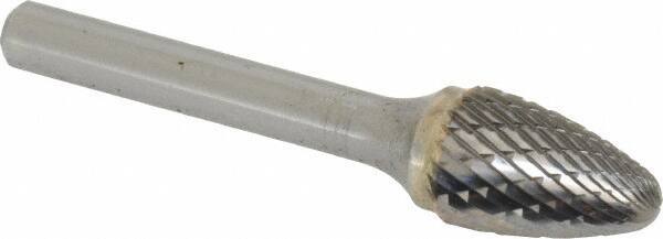 SGS Pro - 1/2" Cut Diam, 1/4" Shank Diam, Tree with Radius Head Double Cut Burr - Carbide, Radius End, 3/4" LOC - Eagle Tool & Supply