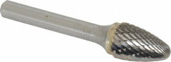 SGS Pro - 1/2" Cut Diam, 1/4" Shank Diam, Tree with Radius Head Double Cut Burr - Carbide, Radius End, 3/4" LOC - Eagle Tool & Supply
