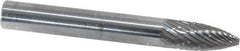 SGS Pro - 1/4" Cut Diam, 1/4" Shank Diam, Tree Head Double Cut Burr - Carbide, Point End, 5/8" LOC, 2" OAL - Eagle Tool & Supply