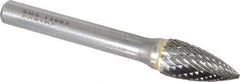 SGS Pro - 3/8" Cut Diam, 1/4" Shank Diam, Tree Head Double Cut Burr - Carbide, Point End, 3/4" LOC, 2-1/2" OAL - Eagle Tool & Supply
