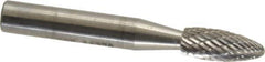 SGS Pro - 1/4" Cut Diam, 1/4" Shank Diam, Flame Head Double Cut Burr - Carbide, Radius End, 5/8" LOC, 2" OAL - Eagle Tool & Supply
