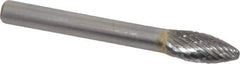 SGS Pro - 5/16" Cut Diam, 1/4" Shank Diam, Flame Head Double Cut Burr - Carbide, Radius End, 3/4" LOC, 1/4" OAL - Eagle Tool & Supply