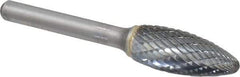 SGS Pro - 1/2" Cut Diam, 1/4" Shank Diam, Flame Head Double Cut Burr - Carbide, Radius End, 1-1/4" LOC - Eagle Tool & Supply