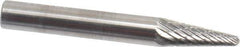 SGS Pro - 1/4" Cut Diam, 1/4" Shank Diam, Taper Head Double Cut Burr - Carbide, Radius End, 5/8" LOC - Eagle Tool & Supply