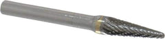 SGS Pro - 5/16" Cut Diam, 1/4" Shank Diam, Taper Head Double Cut Burr - Carbide, Radius End, 7/8" LOC - Eagle Tool & Supply