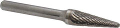 SGS Pro - 3/8" Cut Diam, 1/4" Shank Diam, Taper Head Double Cut Burr - Carbide, Radius End, 1-1/16" LOC - Eagle Tool & Supply