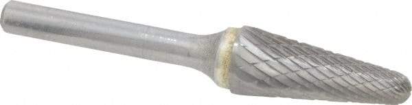 SGS Pro - 1/2" Cut Diam, 1/4" Shank Diam, Taper Head Double Cut Burr - Carbide, Radius End, 1-1/8" LOC - Eagle Tool & Supply