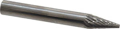 SGS Pro - 1/4" Cut Diam, 1/4" Shank Diam, Cone Head Double Cut Burr - Carbide, Point End, 1/2" LOC - Eagle Tool & Supply